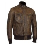 MEN’S BROWN BOMBER LEATHER JACKET