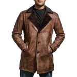 MEN’S BROWN DISTRESSED LEATHER COAT