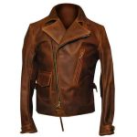 MEN’S BROWN VINTAGE WAXED BIKER LEATHER JACKET