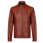 MEN’S CAFE RACER DARK BROWN REAL LEATHER JACKET