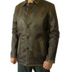 MEN’S DISTRESSED BROWN LEATHER COAT