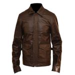 MEN’S DISTRESSED DARK BROWN LEATHER COAT