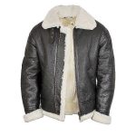 MEN’S FUR AVIATOR BLACK LEATHER JACKET