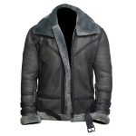 MEN’S GRAY WAX SHEARLING LEATHER JACKET