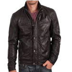 MEN’S MOTORCYCLE BLACK LEATHER JACKET