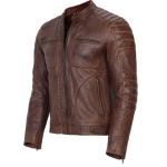 MEN’S MOTORCYCLE BROWN DISTRESSED LEATHER JACKET