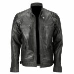 MEN’S QUILTED BLACK RACER LEATHER JACKET