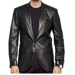 MEN’S STYLISH BLACK REAL LEATHER COAT