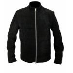 MEN’S SUEDE BLACK CAFE RACER LEATHER JACKET
