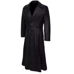 MEN’S VINTAGE LONG BLACK LEATHER COAT
