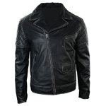 MEN'S BIKER STYLE BLACK LEATHER JACKET