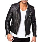 MEN'S BRANDO STYLE BIKER LEATHER JACKET