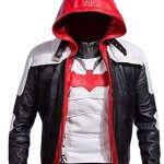 MENS HOODED BIKER STYLISH LEATHER JACKET