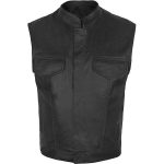 PLAIN BIKER REAL LEATHER VEST