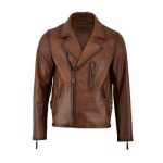 PREMIUM BROWN MEN'S BIKER LEATHER JACKET