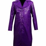 PU MENS STYLISH PURPLE SYNTHETIC CROCODILE LEATHER COAT