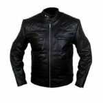 QUILTED BLACK LEATHER JACKET FOR MEN