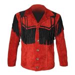 RED AND BLACK COWBOY SUEDE LEATHER JACKET