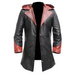 RED & BLACK MEN’S LONG LEATHER COAT