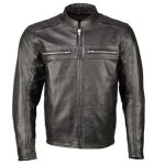 STAND UP COLLAR BLACK CAFE RACER LEATHER JACKET