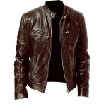 SWORD CAFE RACER BROWN GENUINE LEATHER JACKET