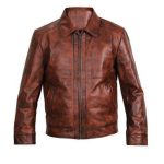 VINTAGE BROWN BIKER REAL SHEEPSKIN LEATHER JACKET