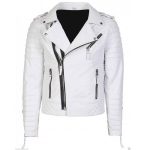 WHITE BIKER WOMEN’S LEATHER JACKET