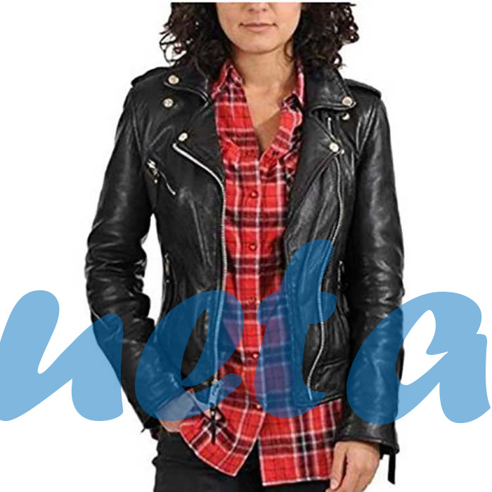 WOMEN BLACK BIKER GENUINE LEATHER JACKET | JACKET WORLD - Image 1