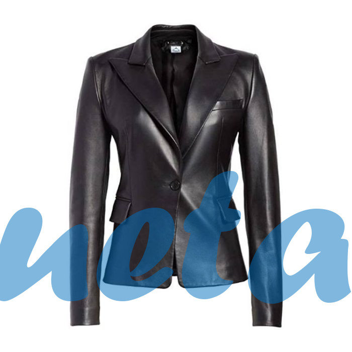 WOMEN BLACK BLAZER LEATHER COAT | JACKET WORLD - Image 1