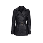 WOMEN BLACK ClASSIC MID-LENGTH LEATHER COAT | JACKET WORLD
