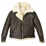 WOMEN BROWN AVIATOR FUR SHEARLING LEATHER JACKET