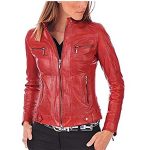 WOMEN RED BIKER GENUINE LEATHER JACKET | JACKET WORLD