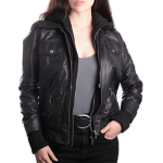 WOMEN’S BLACK BOMBER SHEEPSKIN LEATHER JACKET | JACKET WORLD