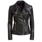 WOMEN’S BRANDO BLACK BIKER LEATHER JACKET