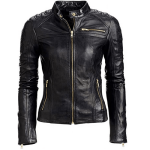 WOMEN’S MOTORCYCLE BLACK REAL LEATHER JACKET