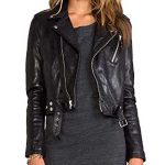 WOMEN SLIM BLACK BIKER LEATHER JACKET