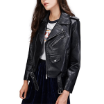 WOMEN'S BLACK BIKER STYLE LEATHER JACKET