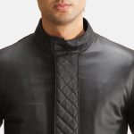 Midlander Quilted Black Leather Coat - Image 5