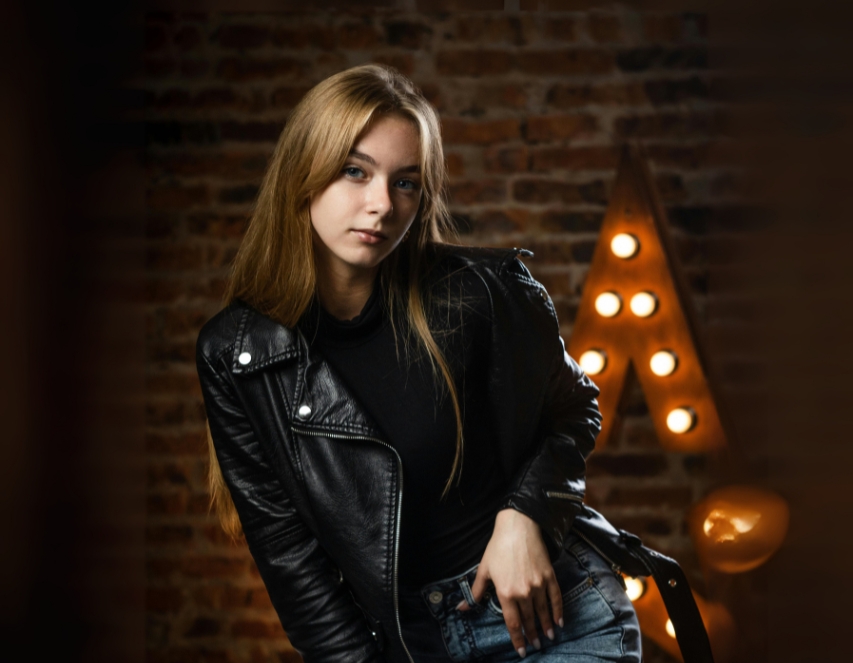 Girl in Leather Jacket
