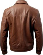 BROWN MEN'S GENUINE LEATHER JACKET MEN - PREMIUM JACKET - Image 2