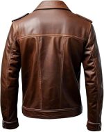 BROWN MEN'S GENUINE LEATHER JACKET MEN - PREMIUM JACKET - Image 2