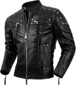 Man’s Black Genuine Leather Jacket - Premium Jacket Front