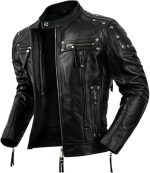 Man’s Black Genuine Leather Jacket - Premium Jacket Front 2