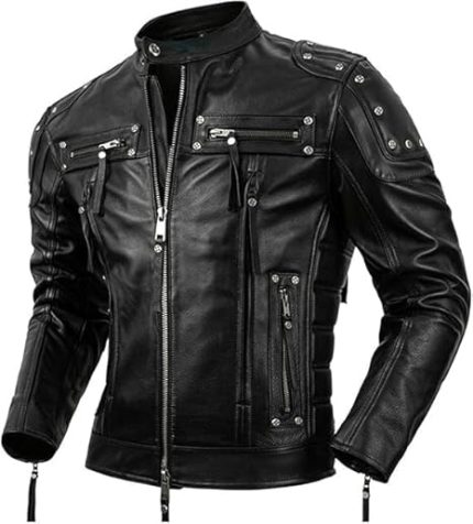 Man’s Black Genuine Leather Jacket - Premium Jacket Front