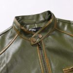 Men Genuine Green Leather Jacket Coler
