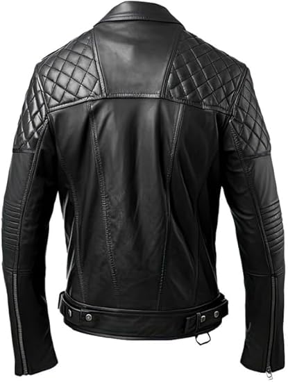 Men’s Black Genuine Leather Jacket Back