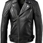 Men’s Black Genuine Leather Jacket Front