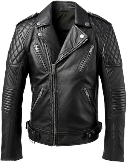 Men’s Black Genuine Leather Jacket Front