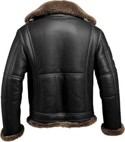Men’s Black Genuine Leather Jacket - Premium Jacket Back