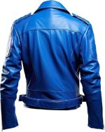 MEN’S BLUE GENUINE LEATHER JACKET MEN - PREMIUM JACKET - Image 2